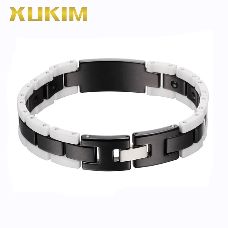 

XMB110 Xukim Jewelry Health Magnet Bracelets black white ceramics Men Bracelet new hot women Power Element Magnets bangle