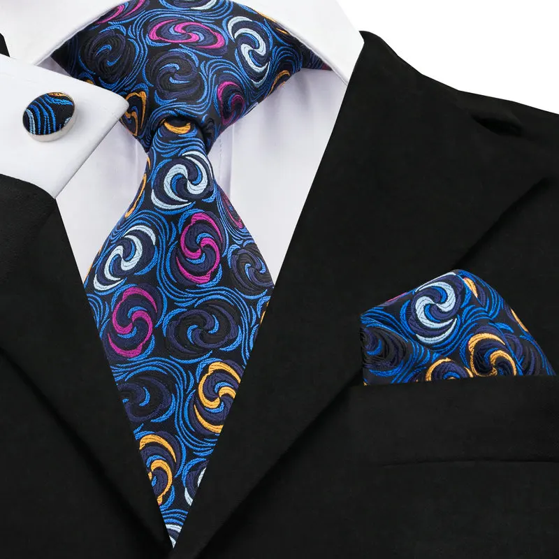 Aliexpress.com : Buy Mens Fashion Silk Ties Blue Black Tie Novelty ...