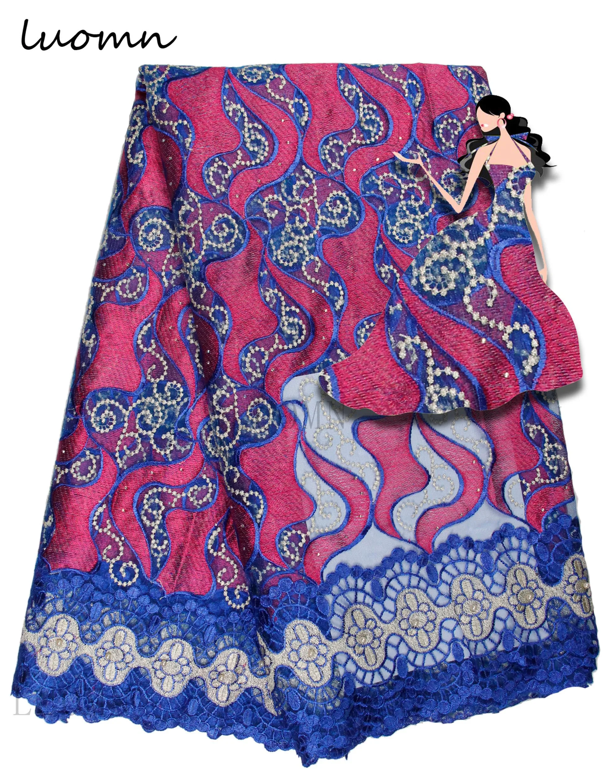 New Design African Women Kant Stof Embroidered Tulle Fabric 2019 Purple Nigerian French Lace 5Yards | Дом и сад