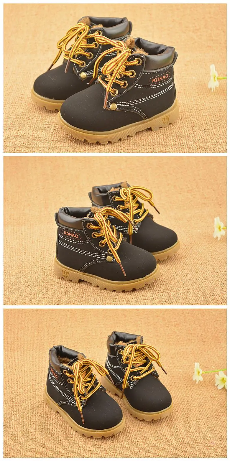 Autumn Winter Baby Boots Toddler Martin Boots Kids Shoes Boys Girls Snow Boots Girls Boys Plush Fashion Boots Shoes Size 21-30