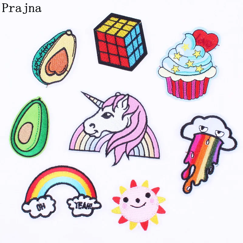 

Prajna Unicorn Avocado Patch Sew Stickers Cute Rainbow Embroidery Iron On Patches Sew On Applique For Clothing Sunshine Parches