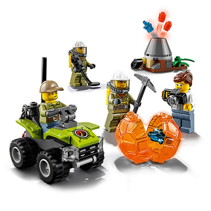 

107Pcs 10637 Bela City Volcano Police Starter Geological Prospecting Bela Building Block Set Compatible 60120 Brick Toys