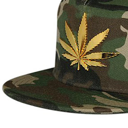 

FAAJ 10x( 2016 Chic Camouflage Brim Metal Hemp Leaf Embellished Letter Embroidery Baseball Cap For Men