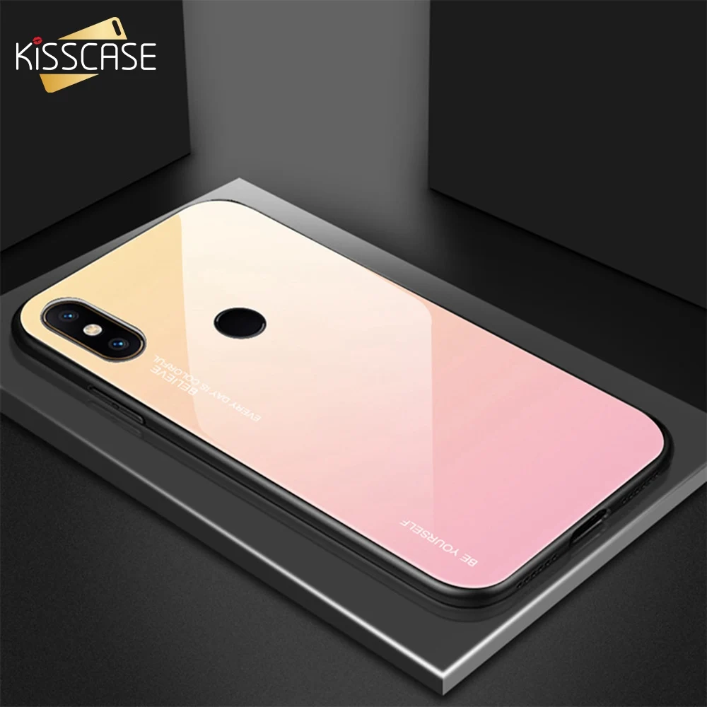 

KISSCASE Colorful Gradient Glass Case For Redmi Note 5 Plus 6 Pro 7 Luxury Soft Case For Xiaomi Mi A2 Lite A2 A1 8 9 Capinhas