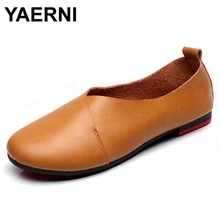 YAERNI/ обувь ручной работы Брендовая обувь из микрофибры на плоской подошве женская обувь с закрытым носком Повседневная модная женская обувь