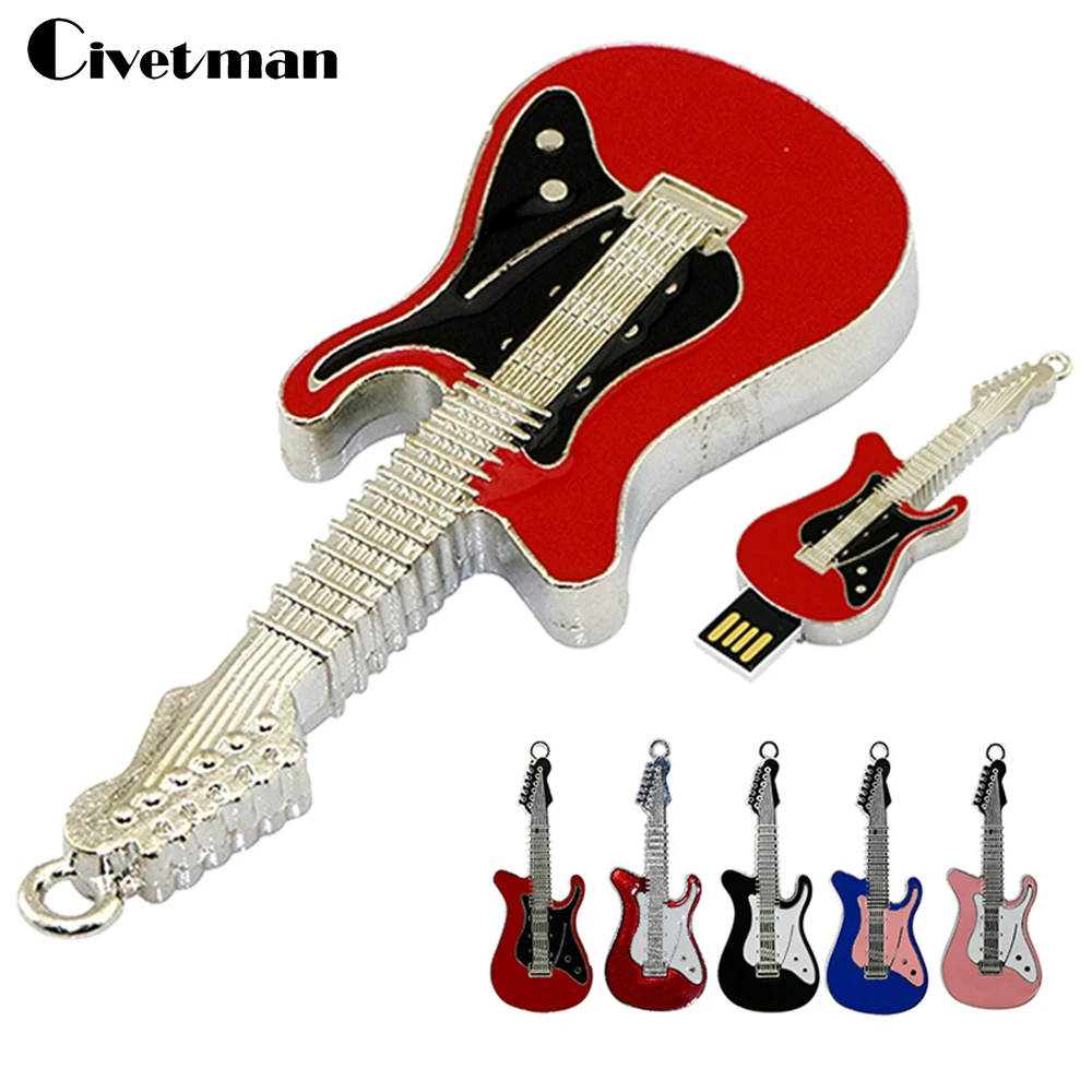 Metal Necklace Instruments Electric Guitar USB Flash