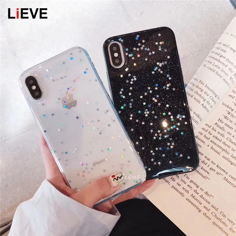 

Phone Case on for Iphone XS XR XS Max Bling Star Silicone Soft TPU Cover for iphone 5 5S SE 6 6s 7 8 Plus X Case Luxury Glitter