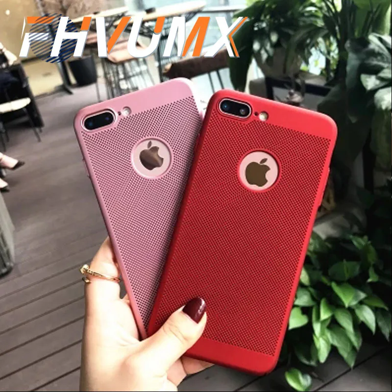 

Breathing Ultra-thin Cooling Phone Case for iPhone 8 7 6 6S Plus Cover Hard Back Case for iPhone X 8 7 6 6S Ultra Slim Grid