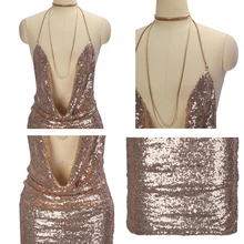 2017 RUIYIGE Backless Deep V Sequin Sexy Women Black Sexy Luxury Sundress Party Hot Short Dress Night Club Strap Mini Vestidos