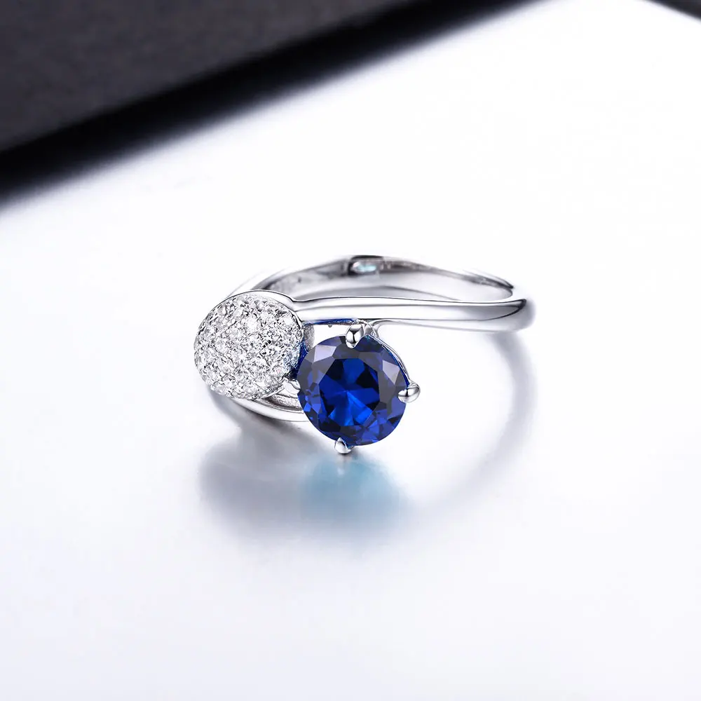 DOUBLE-R 925 sterling silver Created Sapphire Gemstone Rings for women Embroidery