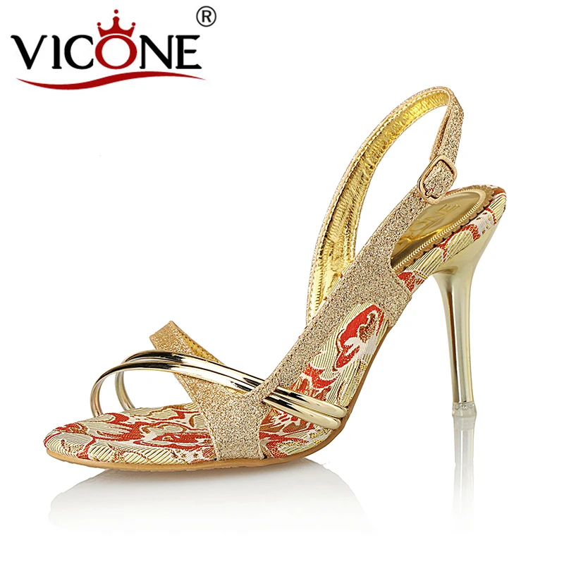

VICONE Women Summer Slingbacks Party Pointed Toe Ethnic Elegant Heels V418861