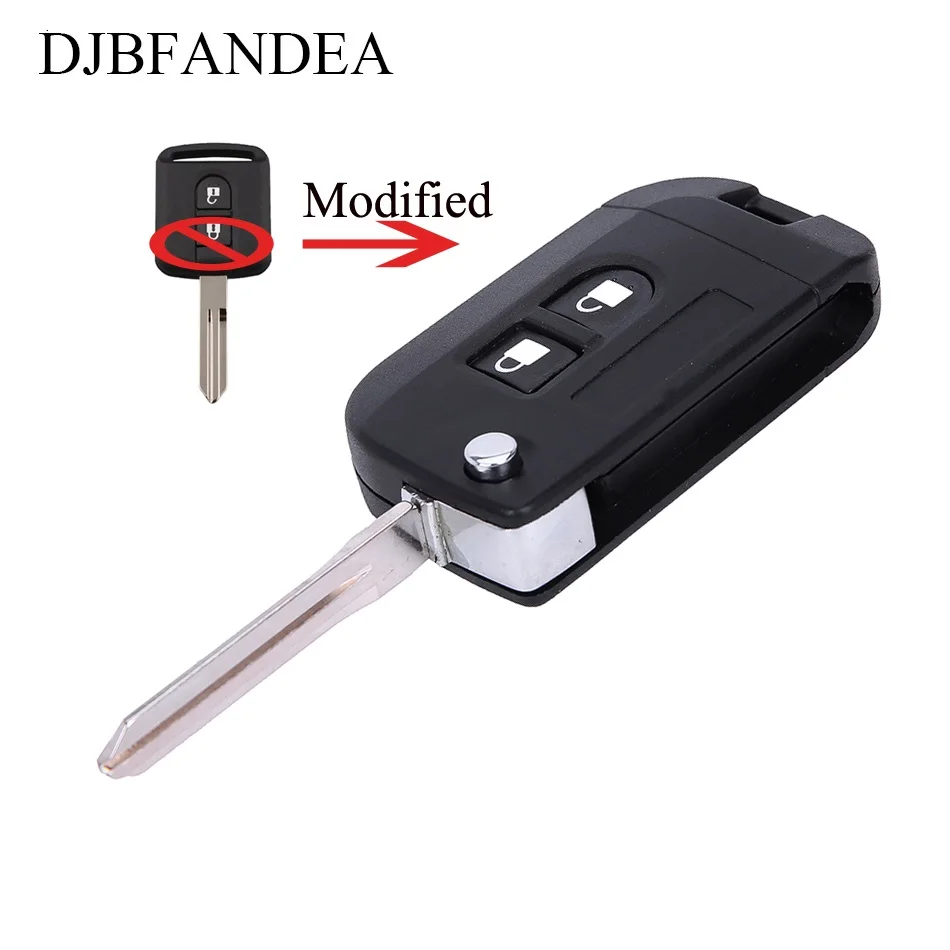 

DJBFANDEA 2 Buttons Folding Remote Key Shell Car Case Fob for Nissan Qashqai primera Micra Navara Almera Note Sunny Key Cover