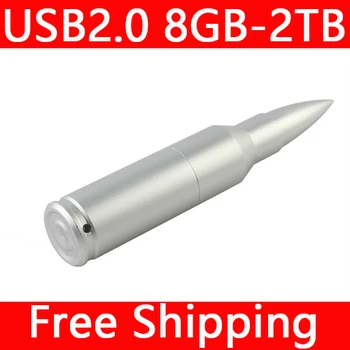 

New Hot Bullet Silver USB Flash Drive 8GB-2TB Pendrives USB Key 2.0 Real Capacity 64GB 32GB 16GB Pendrive 1TB Memory Stick Gift
