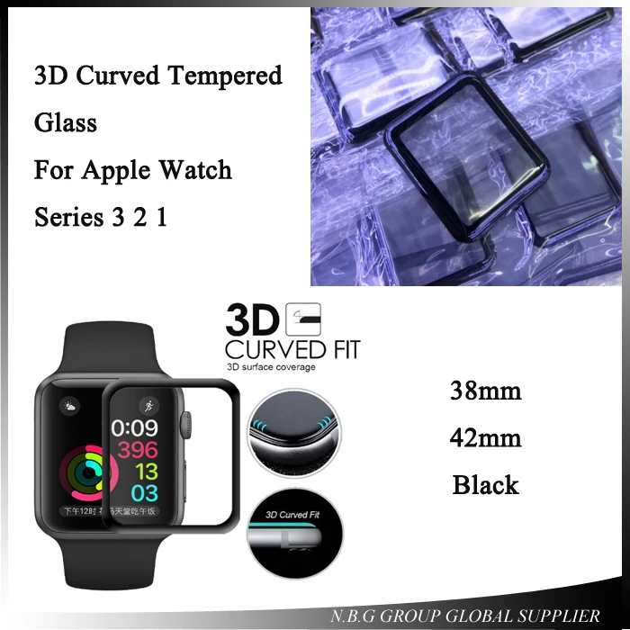 10 шт./лот закаленное стекло для Apple Watch 38 мм 42 серии 3 2 1 полное покрытие 3D изогнутая