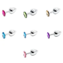 27mm metal butt plug stainless steel anal dildo with diamond gemstone SM adult game sex toy