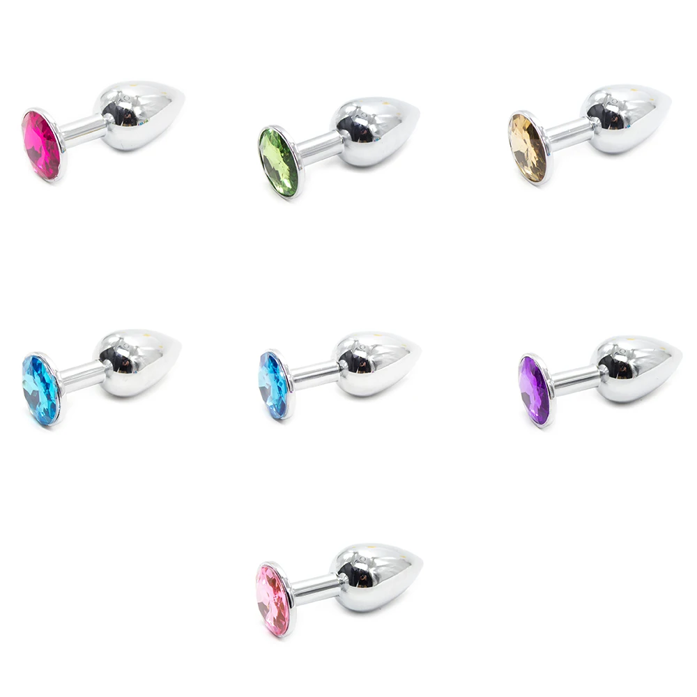 27mm metal butt plug stainless steel anal font b dildo b font with diamond gemstone SM