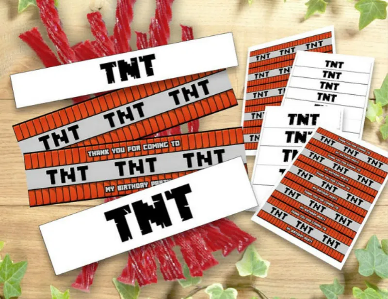 6 Buah untuk Pesta Ulang Tahun TNT Label Bungkus Pesta Ulang Tahun Pembungkus Permen Dekorasi Makanan Tenda Bungkus Label Buffet