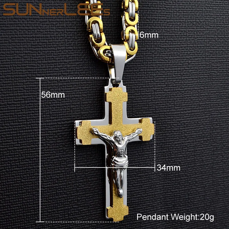 Подвеска с крестом Иисуса Христа из нержавеющей стали|chain gold|link chaincross pendant necklace |
