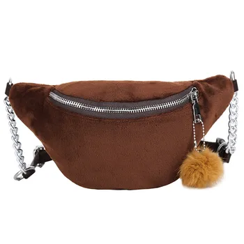 

Woman Men Bag Fashion Neutral Sport Plush Waist Hairball Messenger Crossbody Chest bolso de cintura fanny packs 2019 sac banane