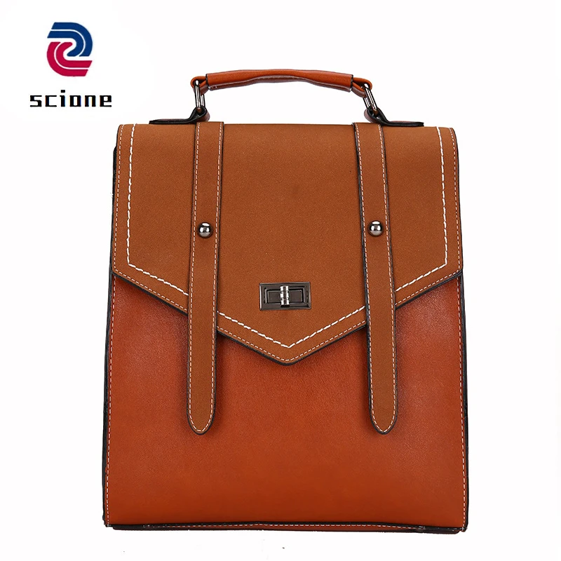 

Retro Casual Women Backpack Female Travel Bag England Style Leather Backpack School Bags For Girls Vintage Student Book Bag