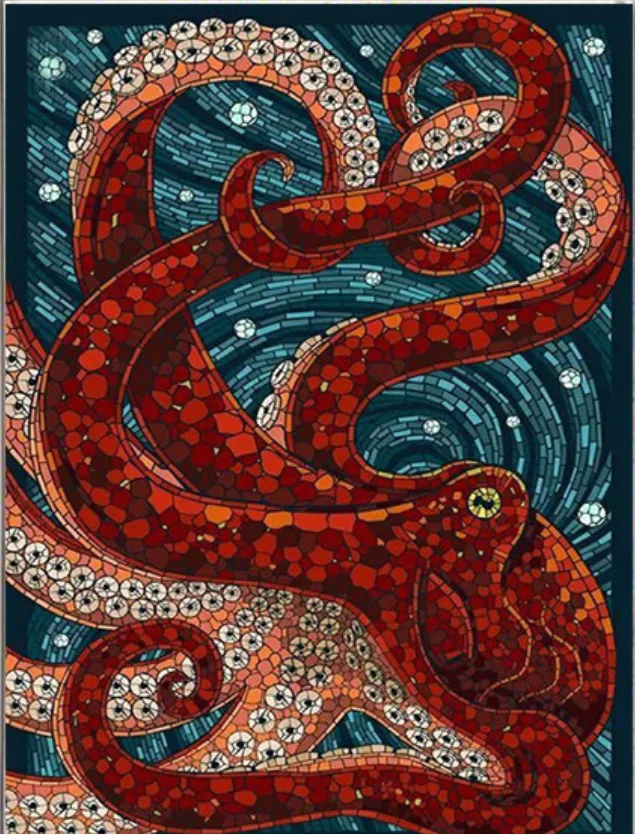 

Full circular Diamond Painting Animals Octopus Cross Stitch Diamond Rhinestones Diamond Embroidery Resin Drill Home decor