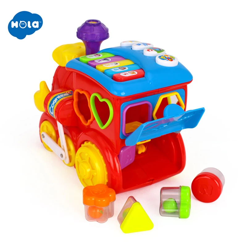 HOLA 556 Baby Toys IQ Train On Wheels Electric Toy with Light & Music Learning Educational Toys for