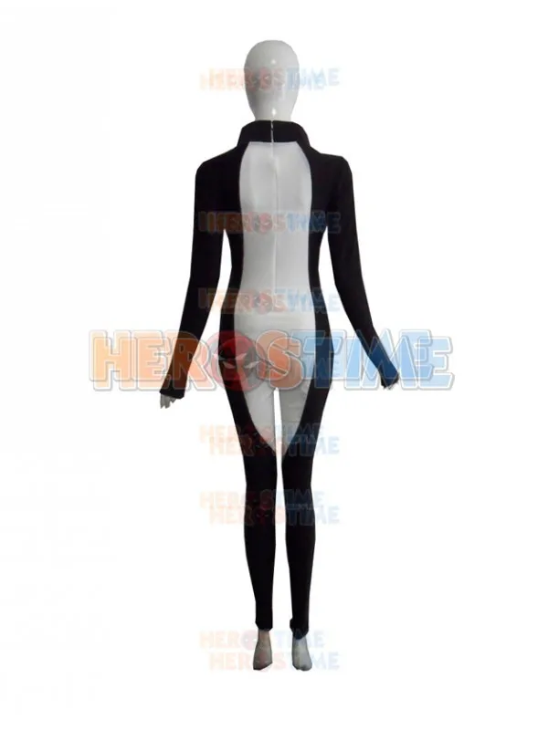 Mockingbird Costume Black and White Spandex Mockingbird Superhero Costumes Fullbody Suit Halloween Tights