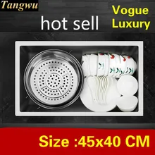 Домашняя кухонная ручная раковина одинарная мойка для мытья овощей 304 из нержавеющей стали vogue Горячая Маленькие 45x40 см