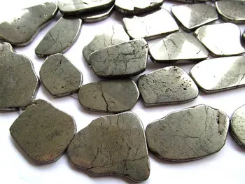 

2strands Natural Raw pyrite crystal freeform slab nuggets pyrite iron gold pyrite beads 20-40mm