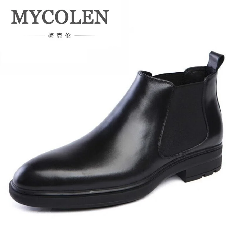 MYCOLEN/роскошные мужские зимние ботинки из натуральной кожи деловые без шнуровки