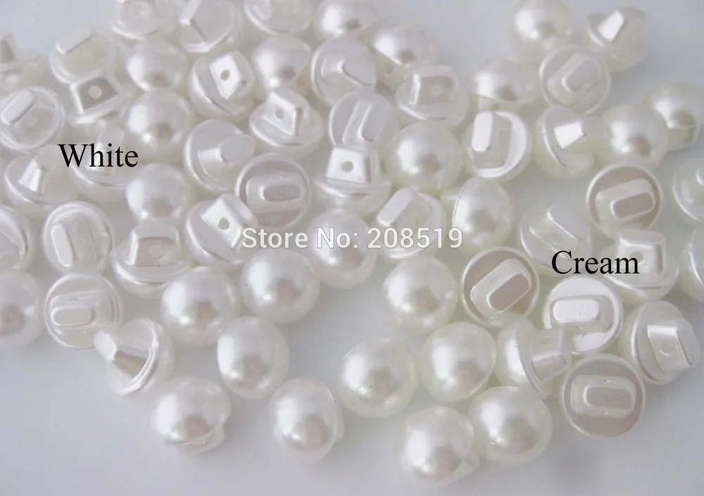 

NBNOWA White&Cream 10mm&12mm shank Plastic Pearl Buttons for baby clothes 200pcs/lot Scrapbook Decoration Sewing accessories