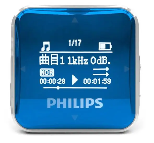 Новейший MP3-плеер PHILIPS SA2208, спортивный мини-плеер для студентов, запись FM, walkman SA2208 - Цвет: Синий