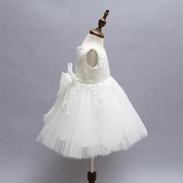 Платье для маленьких девочек белое платье для крещения для девочек тюль кружева для малышей Детская одежда для девочек на 1 год День рождения robe fille