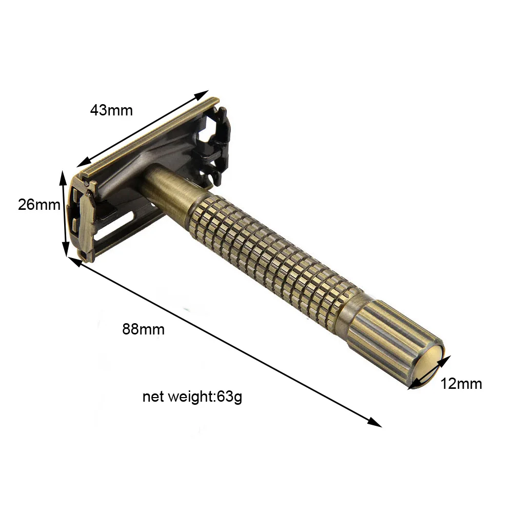 1 держатель 10 лезвия латунь Для мужчин безопасности бритвы Классический Бабочка механизм двойного края Бритвы покрытие сетки Ручка Бритвы