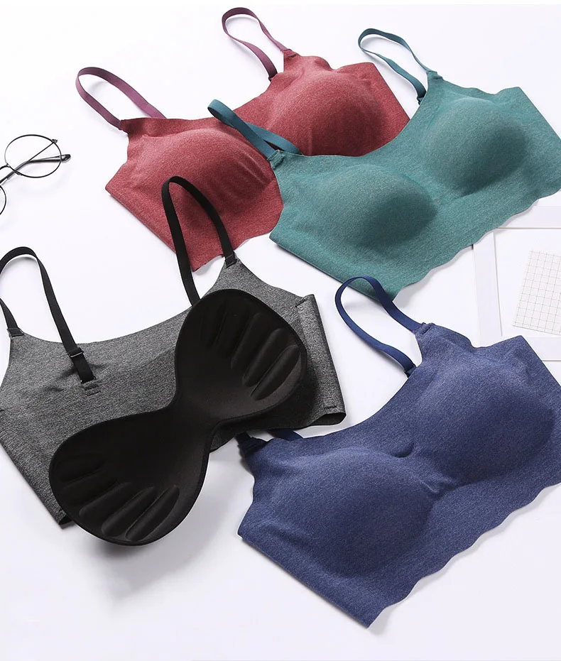 Queenral 2pcslot Seamless Bras For Women Underwear Lingerie Wireless BH Comfortable Soft Bralette Solid Color Brassiere  3