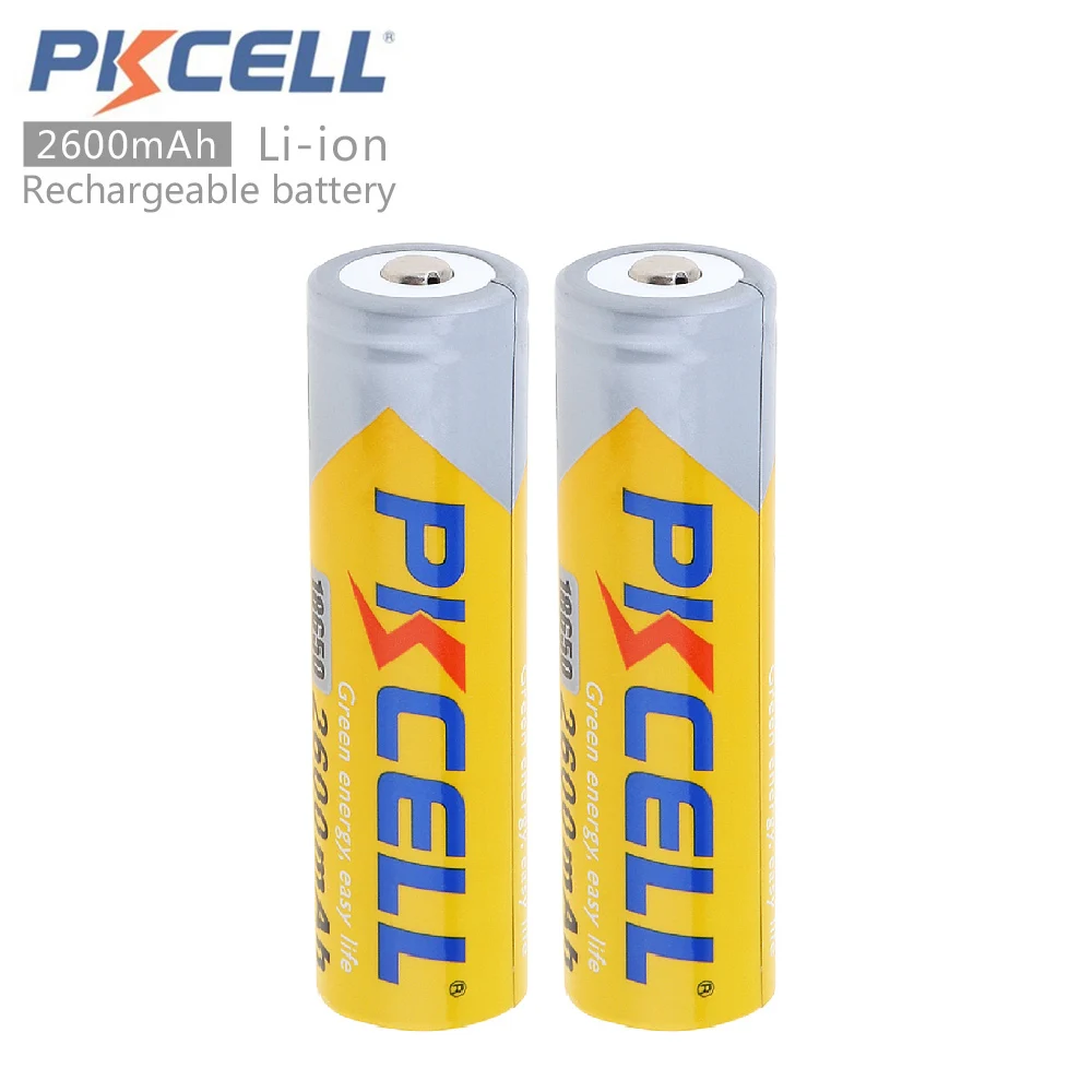 

2pcs PKCELL 3.7V 18650 2600mAh Li-ion Rechargeable Battery with Discharge Protection Circuits for LED Flashlights / Headlamps