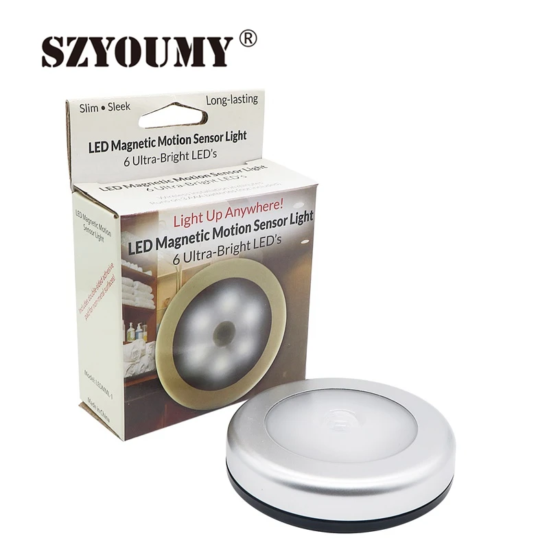 SZYOUMY 6 LED Light PIR Wireless Auto Sensor Motion Detector Lamp Wall Cabinet Night New 50PCS | Лампы и освещение