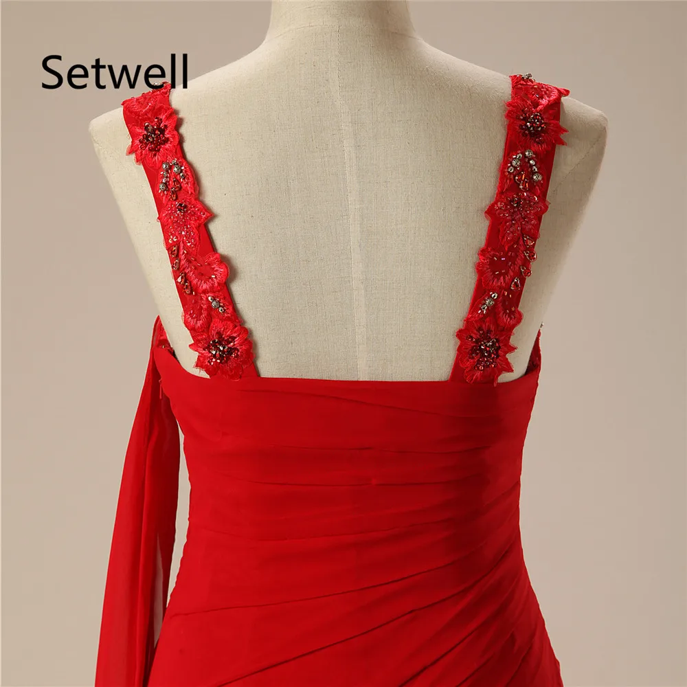 Setwell/Популярные красные шифоновые платья для матери невесты, сексуальные платья-спагетти в стиле Русалочки без спины, для матери невесты с