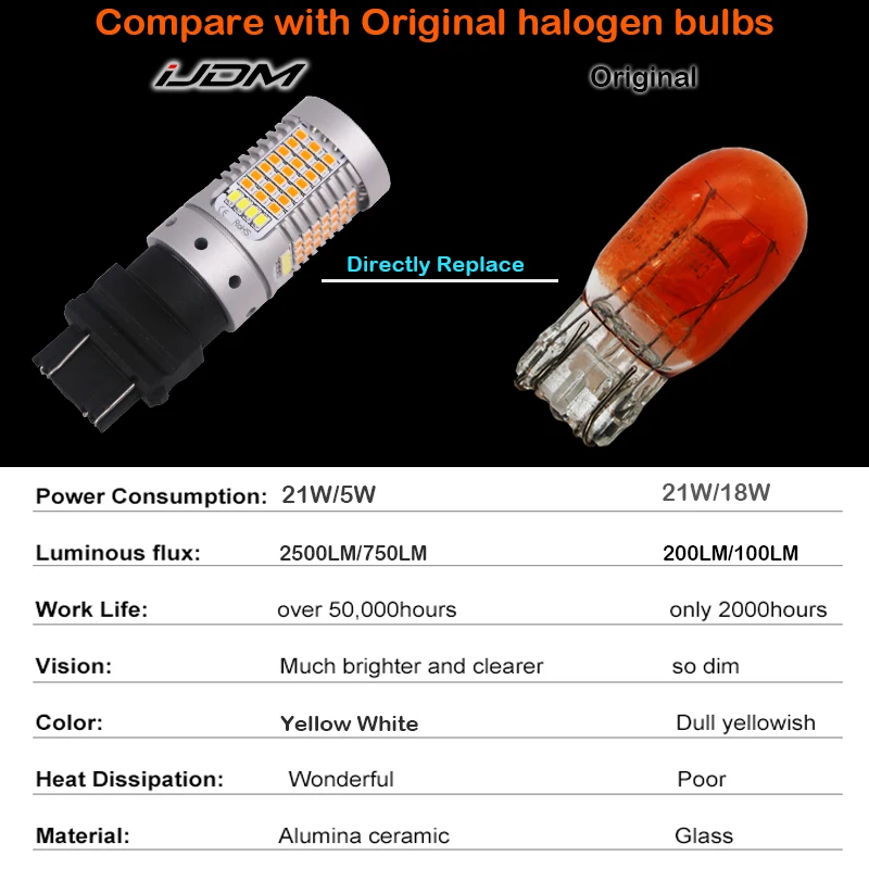 IJDM No Hyper Flash Canbus Белый/янтарный высокой мощности 3157 Переключение 12 В 3155 T25 светодиодный лампы для дневных ходовых/указателей поворота светильник