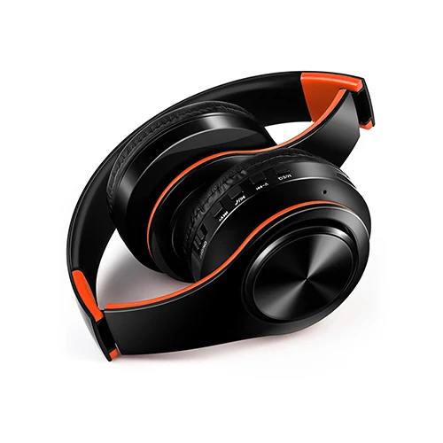 Подарок для мужчин, золотые беспроводные наушники, Bluetooth наушники, стерео гарнитура со встроенным микрофоном с разъемом 3,5 мм для Xiaomi samsung IPHONE - Цвет: black orange