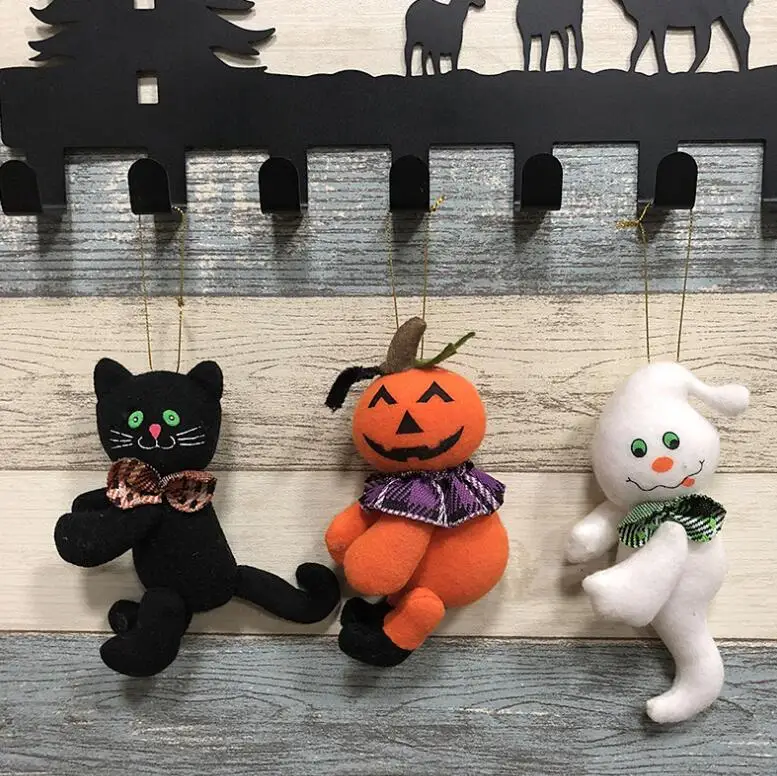 15*7 см милые украшения на Хэллоуин плюшевые куклы привидения Тыква Черный кот висячий орнамент детская Подарочная игрушка Хэллоуин YH1349