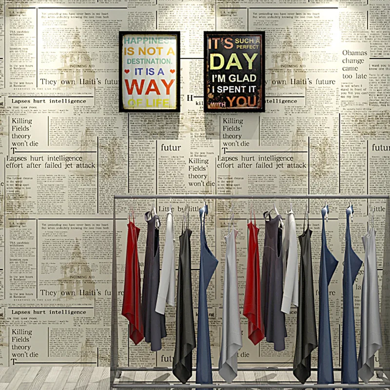 

Newspaper wallpaper English letters retro nostalgic fashion shop decoration hairdressing clothing store study old newspaper wall