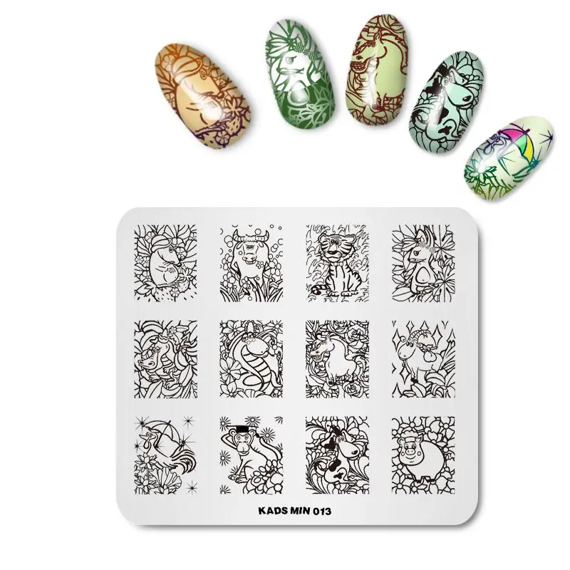 Rolabling Nail Stamping Plates Min Series Cute Animals Nail Decoration Stamp Manicure Plate Nail
