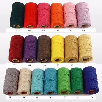 

100M Pure Color Cotton Cord Natural 20 Colors Twisted Cord Rope Craft Macrame String DIY Handmade Home Decorative Supply 2mm