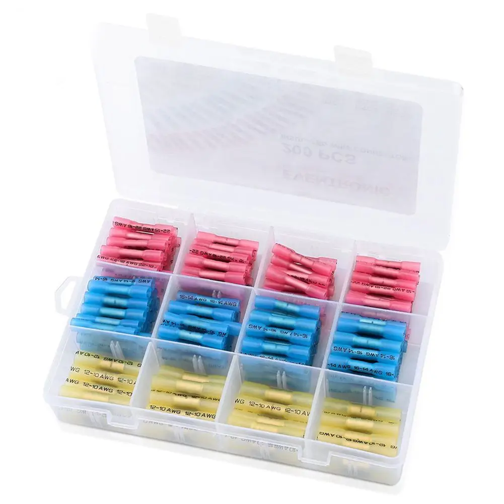 

200PCS Heat Shrink Butt Connectors Terminals Insulated Waterproof Marine Automotive Electrical Kits 3 colors 3 sizes