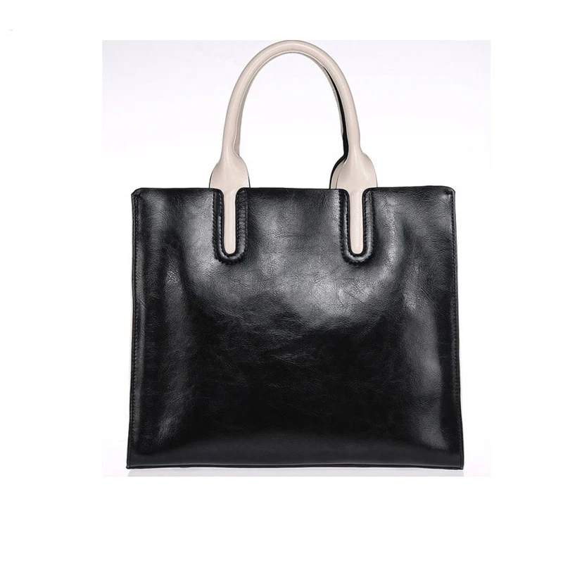 Бренд SMILEY SUNSHINE, женская сумка из натуральной кожи, сумки через плечо, женская сумка с верхней ручкой, женские кожаные сумки - Цвет: Black