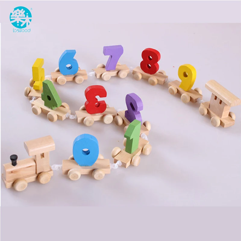 Baby Montessori Soft Wood Train Figure Model font b Toy b font with Number Pattern 0