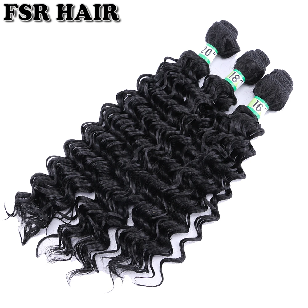 FSR Heat Resistant Blonde Synthetic Hair Extensions Deep Wave Weave Hair Bundles 70 Gram one Piece Hair Weft