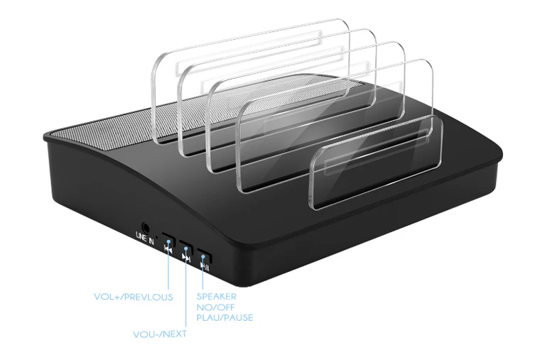 4 Порты USB зарядное устройство bluetooth динамика 5V6A настольная Зарядная Станция 6 Вт беспроводной Динамик с bluetooth для iPhone x samsung S8