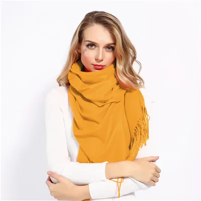 Ginger Color GCAROL осенне-зимний женский длинный шарф с кисточками, теплая женская большая шаль, ограниченная кашемировая уличная универсальная шаль - Цвет: Ginger Color